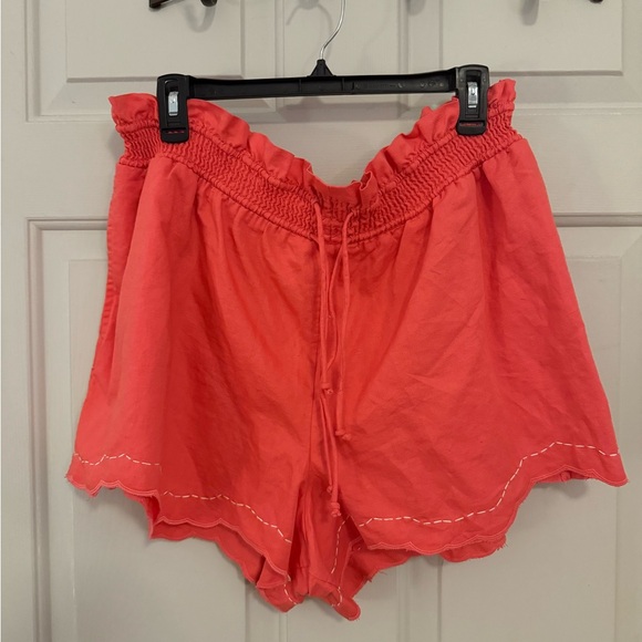 Anthropologie Pants - NWOT By Anthropologie Coral Linen Double Waistband Shorts size M